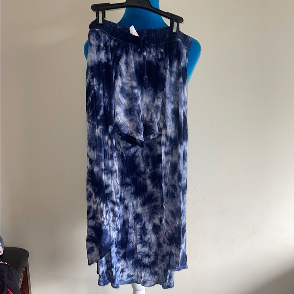 Justice Blue Tie-Dye shorts with long half skirt overlay